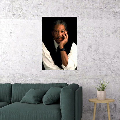 Morgan Freeman Portrait Poster Retro Hollywood Actor Photo Timeless Wall Art Print