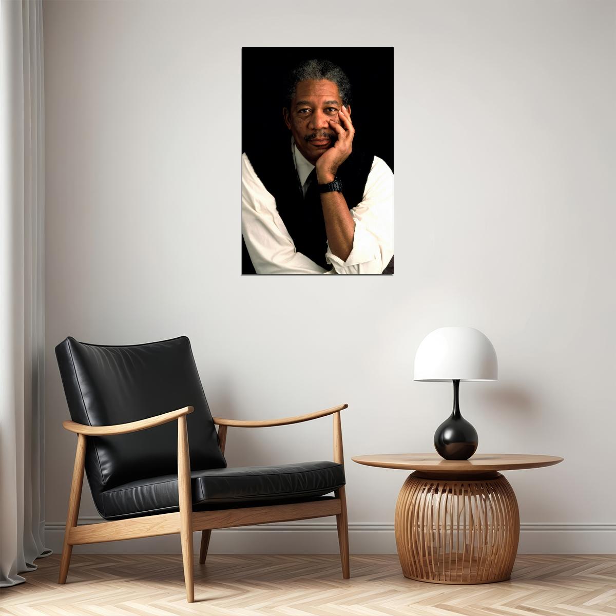 Morgan Freeman Portrait Poster Retro Hollywood Actor Photo Timeless Wall Art Print