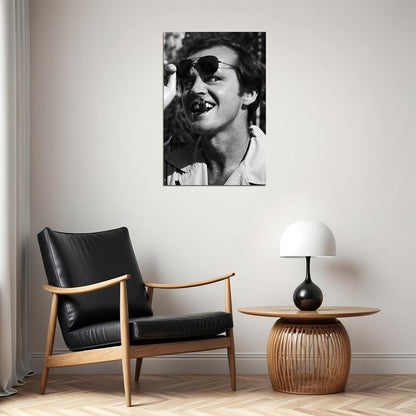 Jack Nicholson Black and White Portrait with Sunglasses and Cigar 1970s Iconic Hollywood Legend Wall Art Print