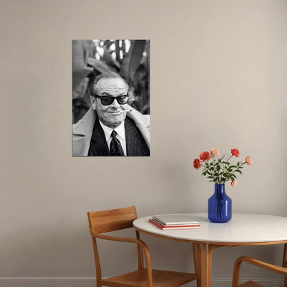 Jack Nicholson Black and White Portrait Hollywood Legend Classic Sunglasses Style Wall Art Print