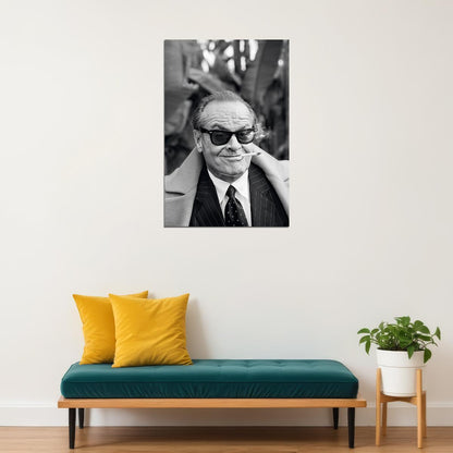 Jack Nicholson Black and White Portrait Hollywood Legend Classic Sunglasses Style Wall Art Print