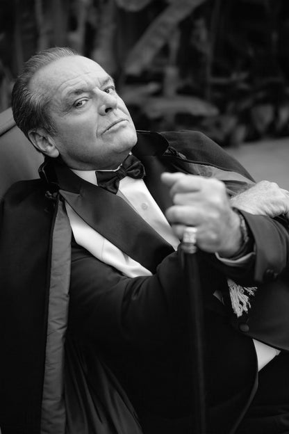 Jack Nicholson Black and White Portrait Smoking Cigar Iconic Hollywood Star Timeless Wall Art Print