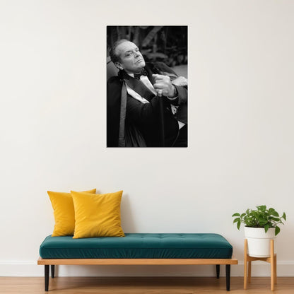 Jack Nicholson Black and White Portrait Smoking Cigar Iconic Hollywood Star Timeless Wall Art Print