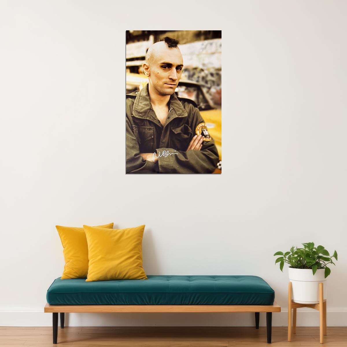 Robert De Niro Taxi Driver 1976 Movie Poster Signed Iconic Mohawk Look Hollywood Classic Wall Art Print