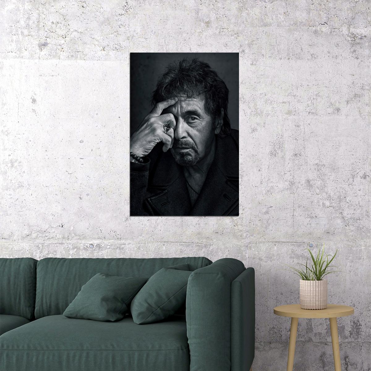 Al Pacino Modern Black and White Portrait Iconic Hollywood Legend Timeless Wall Art Print