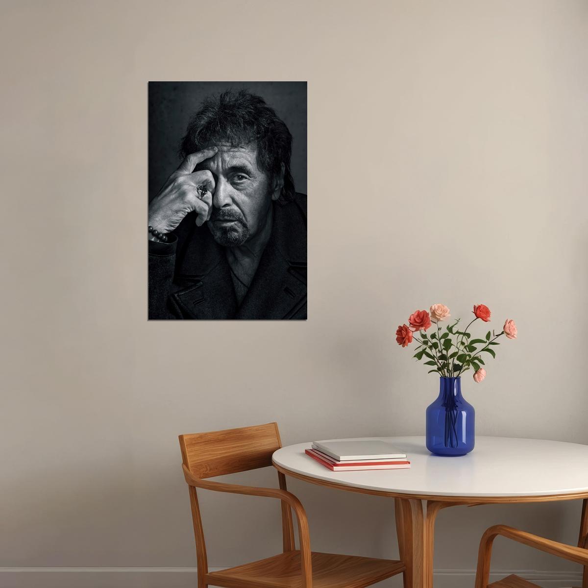 Al Pacino Modern Black and White Portrait Iconic Hollywood Legend Timeless Wall Art Print