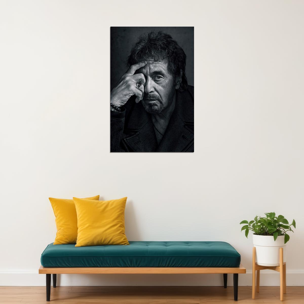 Al Pacino Modern Black and White Portrait Iconic Hollywood Legend Timeless Wall Art Print