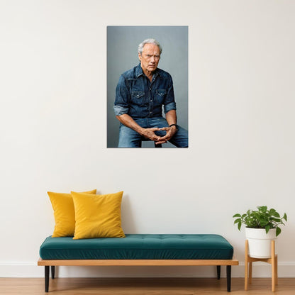 Clint Eastwood Modern Portrait Legendary Actor and Director Hollywood Timeless Icon Wall Art Print