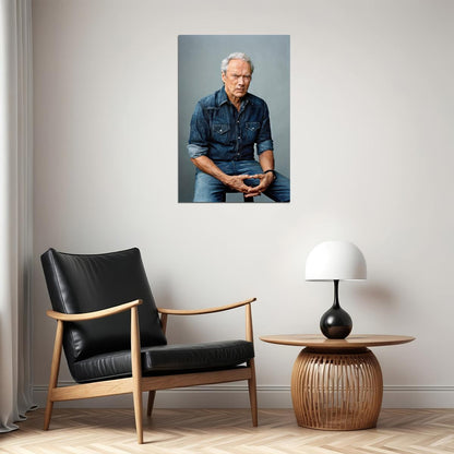 Clint Eastwood Modern Portrait Legendary Actor and Director Hollywood Timeless Icon Wall Art Print