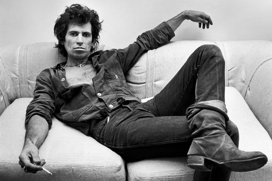 Keith Richards Music Poster Early Portrait 1970s Rock Guitarist Legend Black and White Wall Art Print