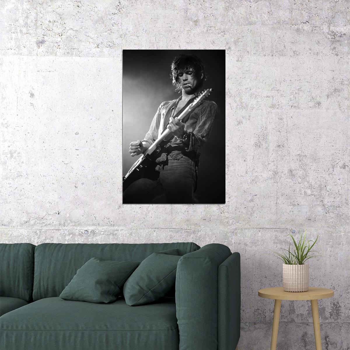 Keith Richards Music Poster Live Performance 1970s Iconic Rock Concert Guitarist Wall Art Print