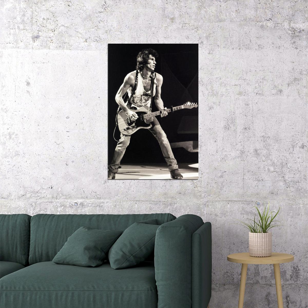 Keith Richards Music Poster 1981 Live Concert Performance Iconic Rock Star Guitarist Wall Art Print