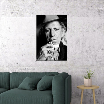 Keith Richards Music Poster Modern Portrait Rock Legend Timeless Black and White Wall Art Print