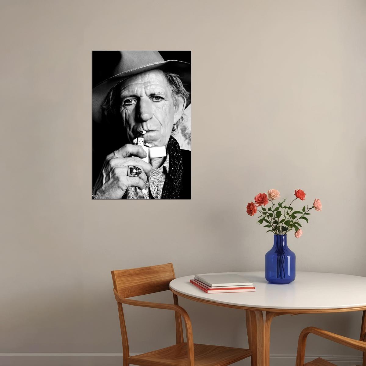 Keith Richards Music Poster Modern Portrait Rock Legend Timeless Black and White Wall Art Print