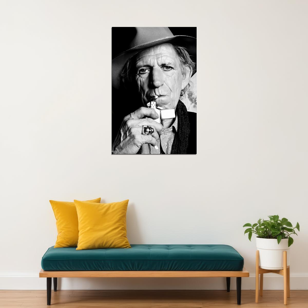 Keith Richards Music Poster Modern Portrait Rock Legend Timeless Black and White Wall Art Print