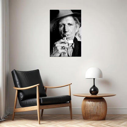 Keith Richards Music Poster Modern Portrait Rock Legend Timeless Black and White Wall Art Print