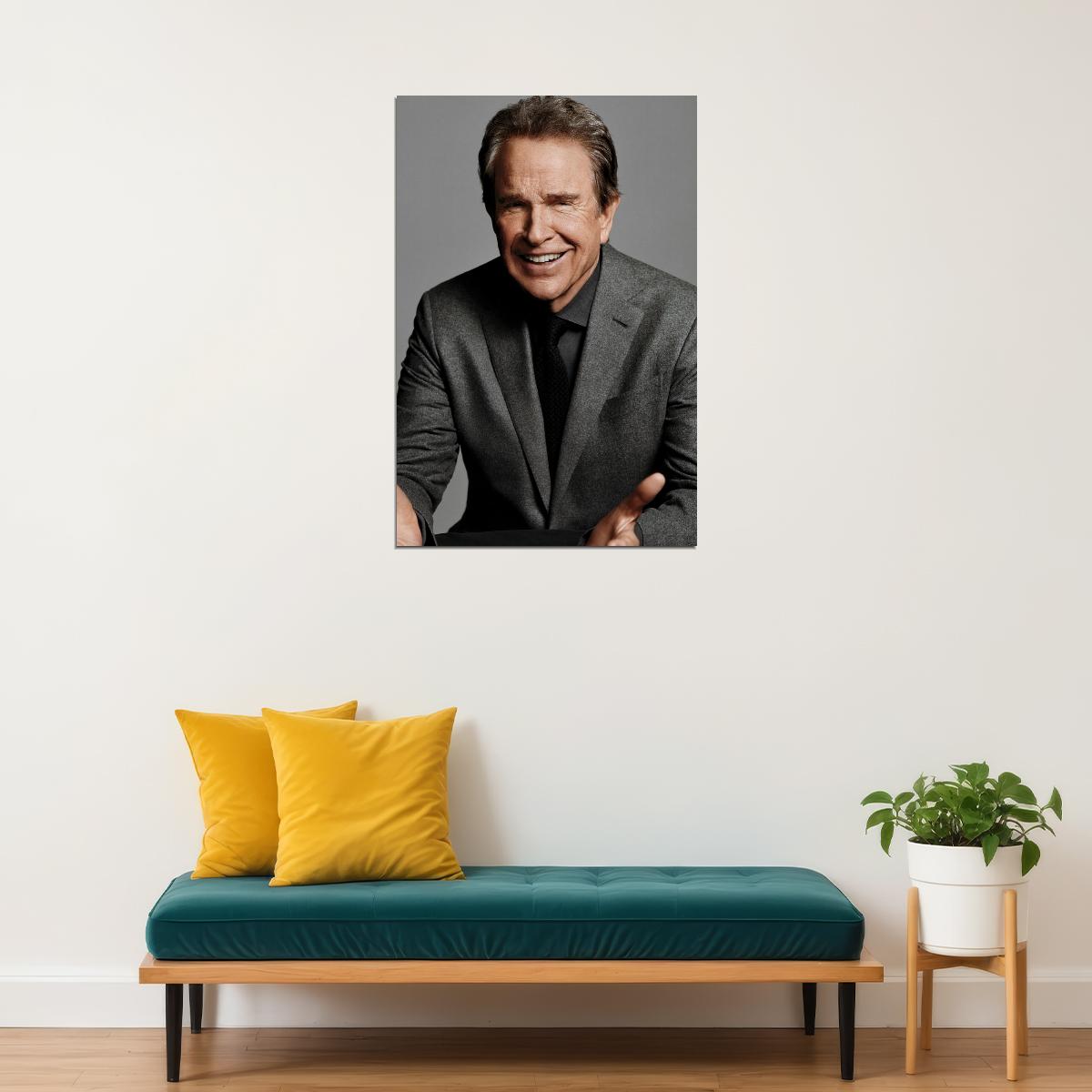 Warren Beatty Modern Portrait Poster Hollywood Legend Timeless Wall Art Print