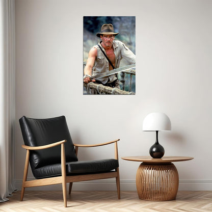 Harrison Ford Indiana Jones Movie Poster 1980s Iconic Adventure Archaeologist Film Wall Art Print