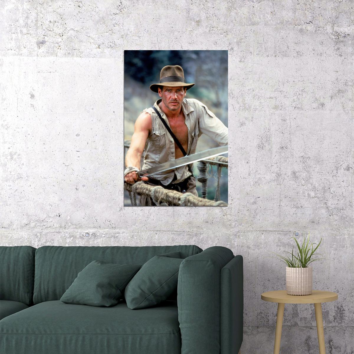 Harrison Ford Indiana Jones Movie Poster 1980s Iconic Adventure Archaeologist Film Wall Art Print