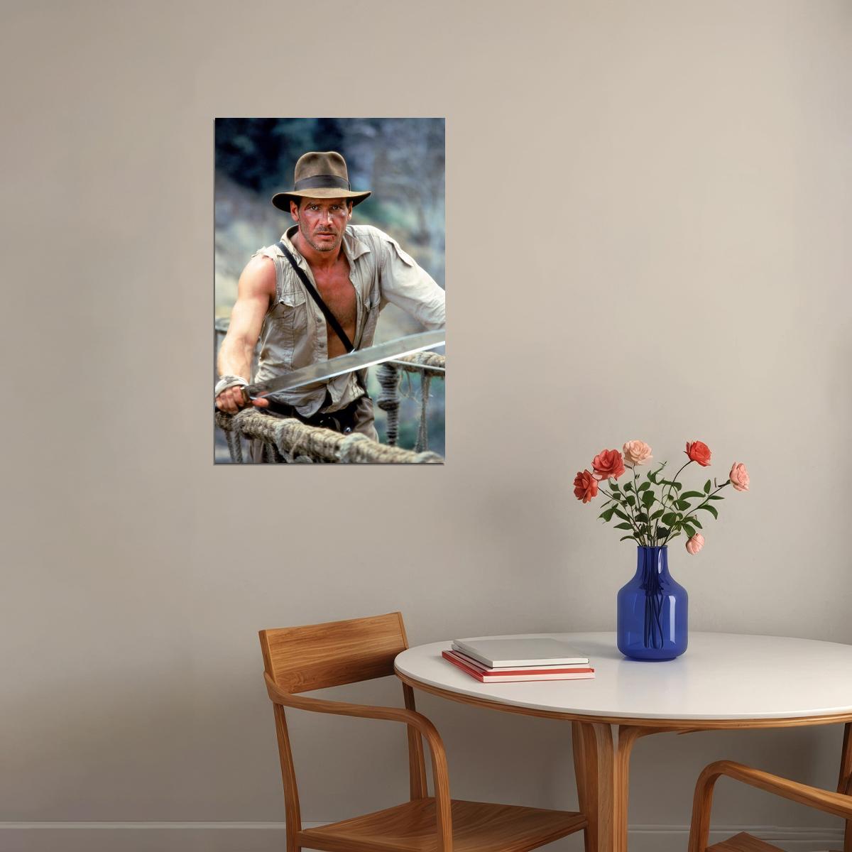 Harrison Ford Indiana Jones Movie Poster 1980s Iconic Adventure Archaeologist Film Wall Art Print