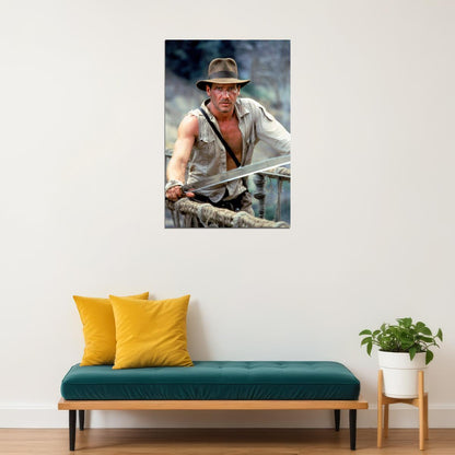 Harrison Ford Indiana Jones Movie Poster 1980s Iconic Adventure Archaeologist Film Wall Art Print