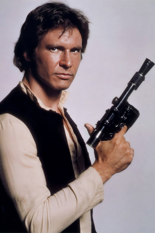 Harrison Ford with Blaster 1970s Iconic Sci-Fi Movie Poster Hollywood Action Star Wall Art Print