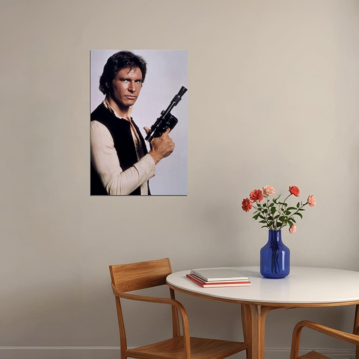 Harrison Ford with Blaster 1970s Iconic Sci-Fi Movie Poster Hollywood Action Star Wall Art Print