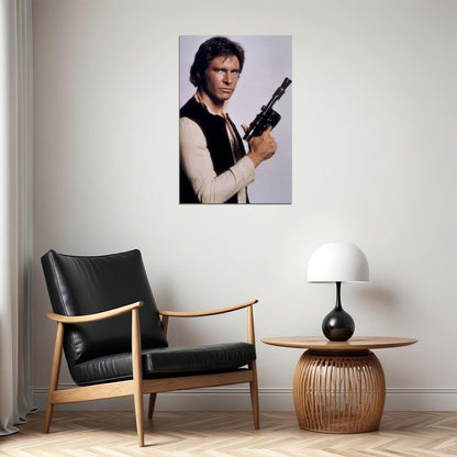 Harrison Ford with Blaster 1970s Iconic Sci-Fi Movie Poster Hollywood Action Star Wall Art Print