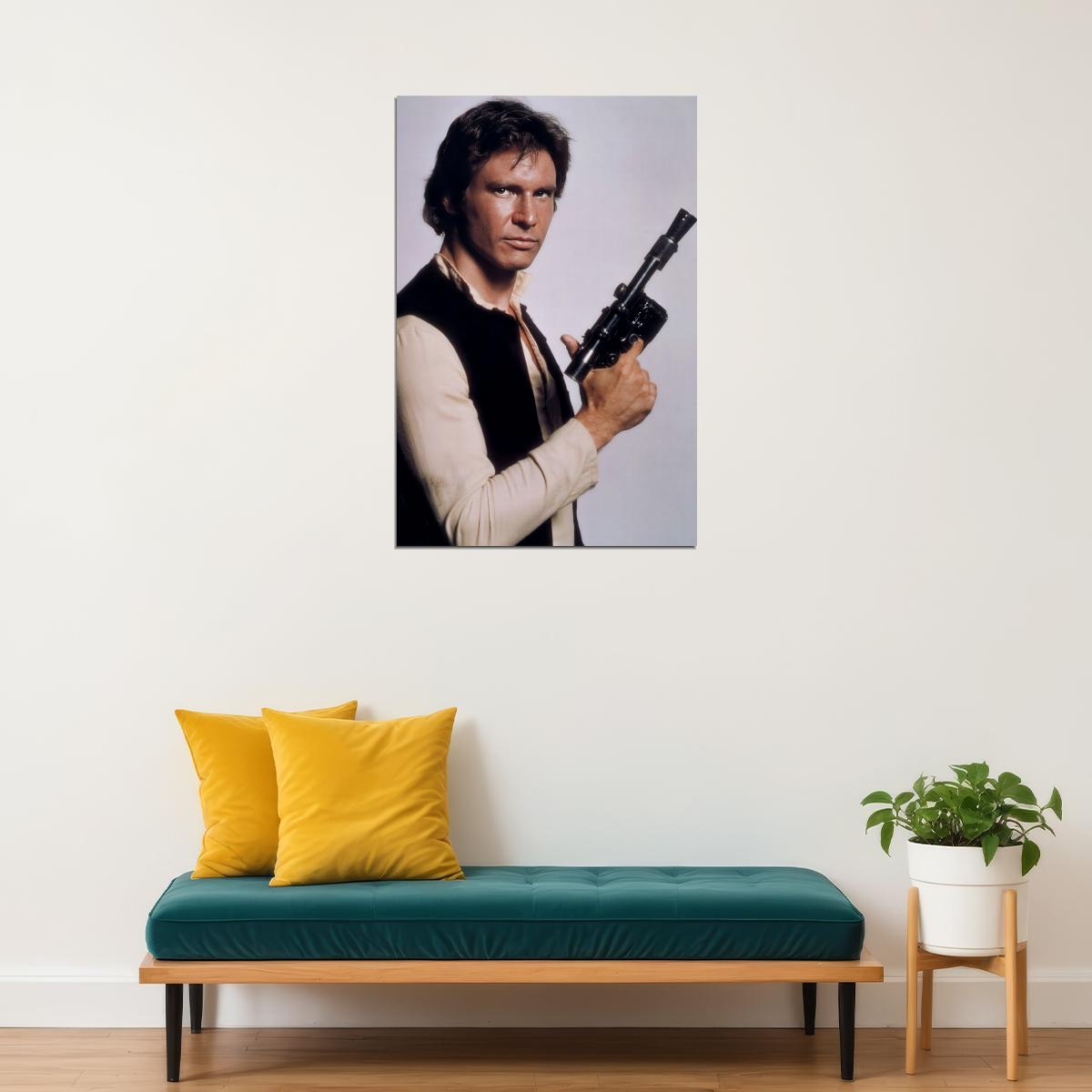 Harrison Ford with Blaster 1970s Iconic Sci-Fi Movie Poster Hollywood Action Star Wall Art Print