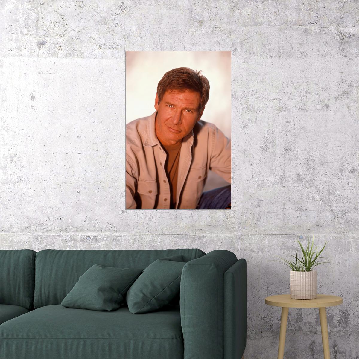 Harrison Ford Classic 1990s Portrait Poster Hollywood Star Film Wall Art Print