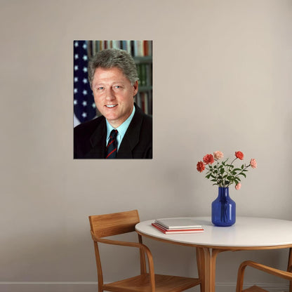 Bill Clinton 42nd President of the United States Official Portrait Poster 1990s Political Leader Wall Art Print