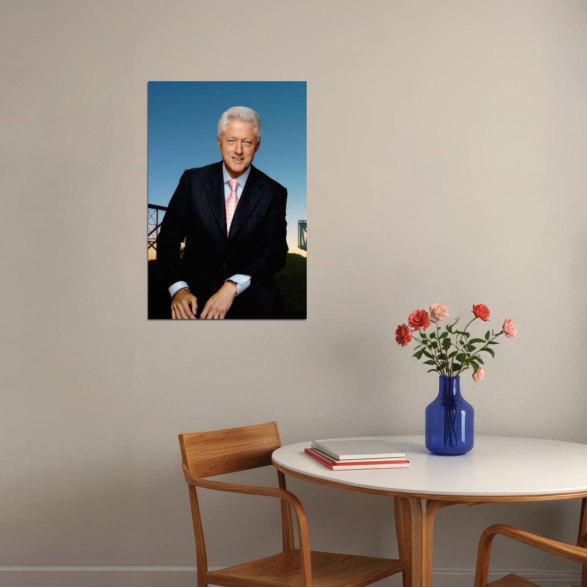 Bill Clinton Modern Portrait Poster Former US President Global Statesman Wall Art Print