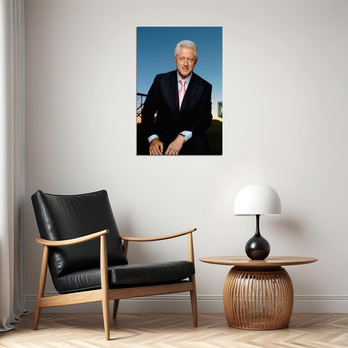 Bill Clinton Modern Portrait Poster Former US President Global Statesman Wall Art Print