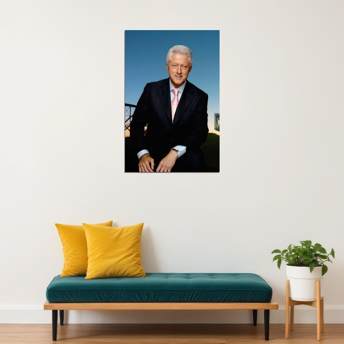 Bill Clinton Modern Portrait Poster Former US President Global Statesman Wall Art Print