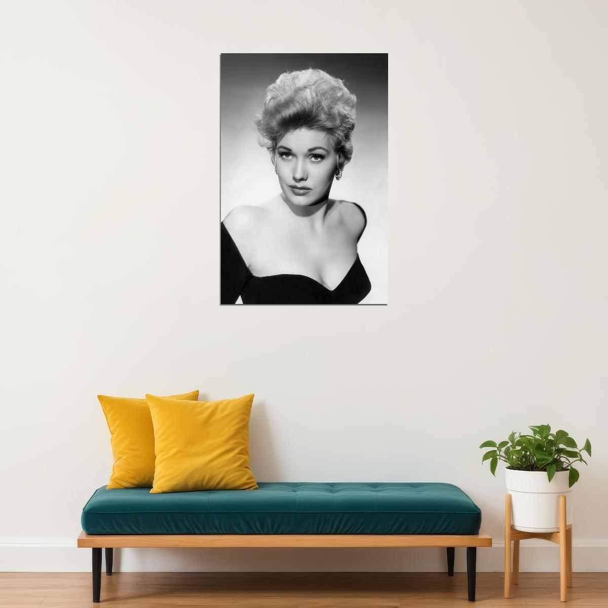 Kim Novak Poster Classic 1950s Hollywood Glamour Portrait Black and White Timeless Beauty Wall Art Print