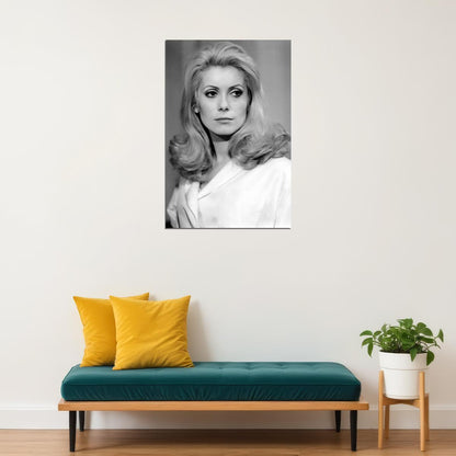 Catherine Deneuve Actress Black and White Poster Classic 1960s Portrait French Film Legend Wall Art Print