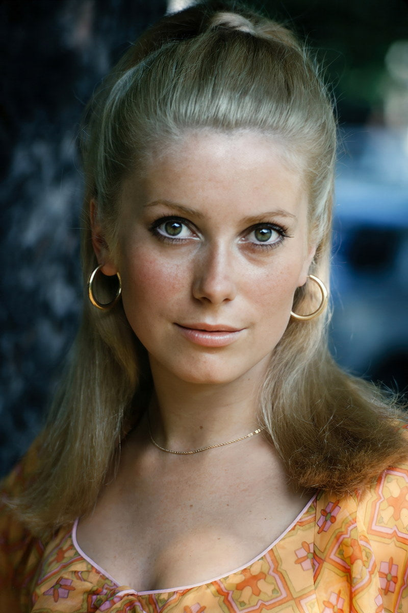 Catherine Deneuve Actress Poster 1970s Color Portrait French Cinema Icon Timeless Elegance Wall Art Print