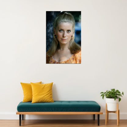 Catherine Deneuve Actress Poster 1970s Color Portrait French Cinema Icon Timeless Elegance Wall Art Print