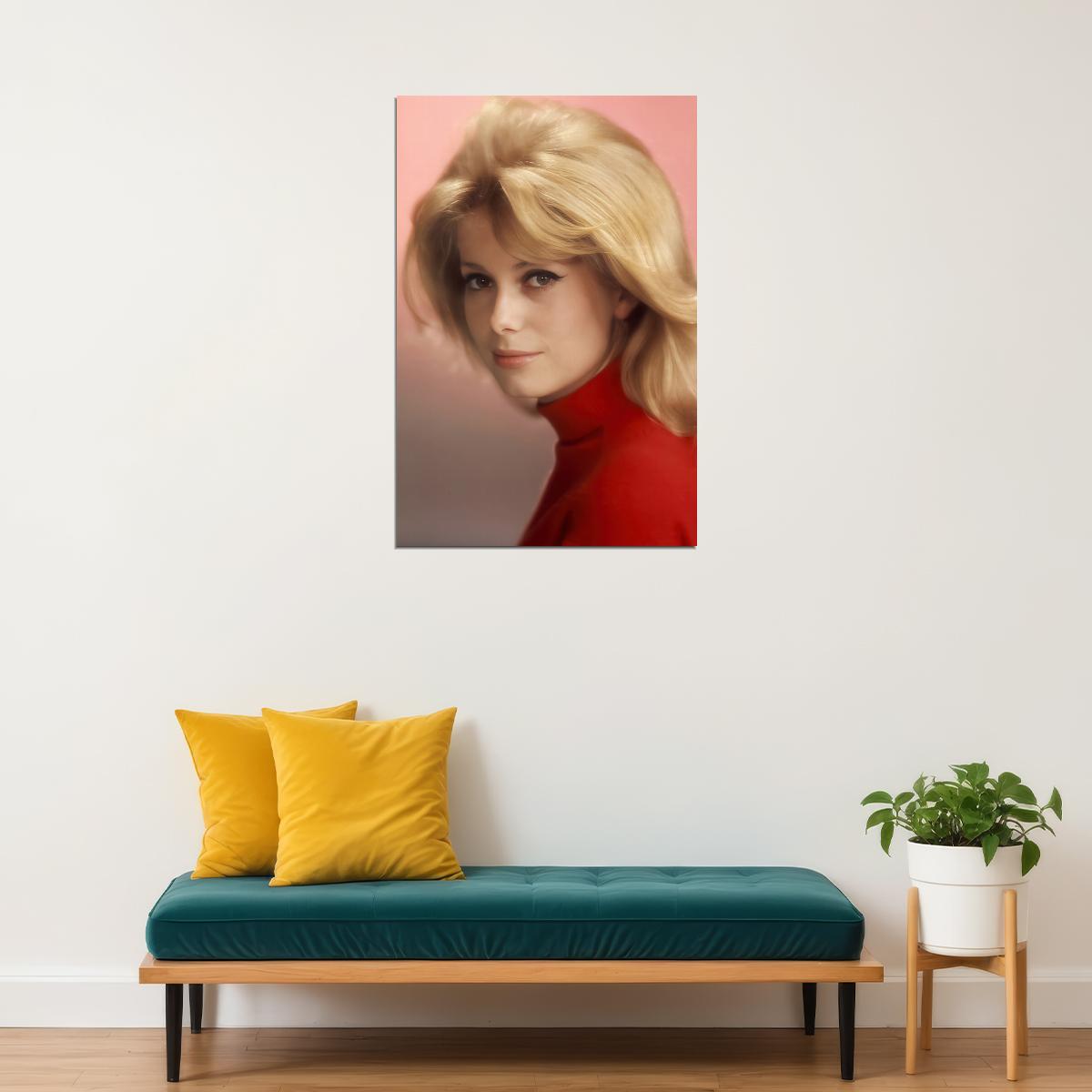 Catherine Deneuve Actress Poster 1960s Classic French Cinema Icon Stunning Soft Beauty Portrait Wall Art Print