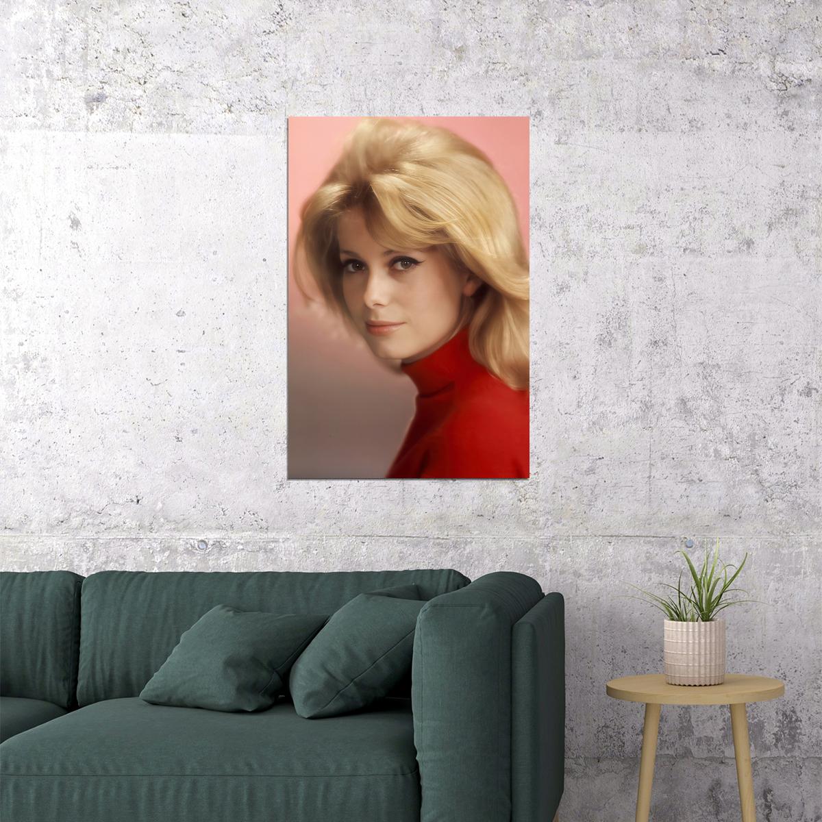 Catherine Deneuve Actress Poster 1960s Classic French Cinema Icon Stunning Soft Beauty Portrait Wall Art Print