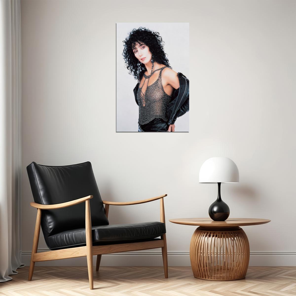 Cher Iconic 1980s Rock Fashion Poster Music Legend Print Famous Singer Wall Art