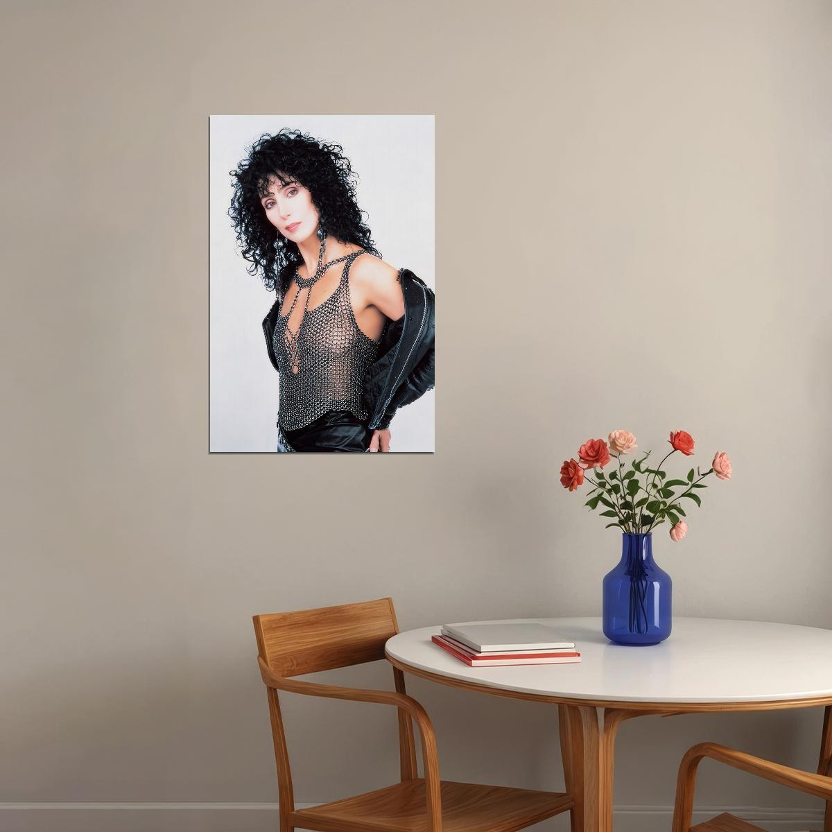 Cher Iconic 1980s Rock Fashion Poster Music Legend Print Famous Singer Wall Art