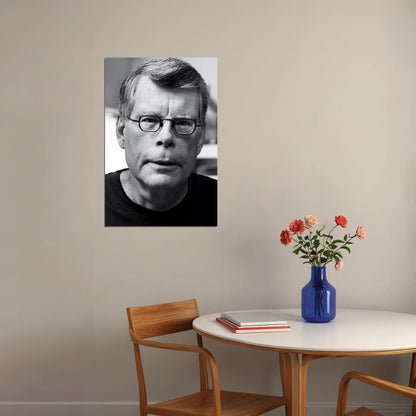 Stephen King Modern Black and White Portrait Legendary Horror Writer Iconic Author Wall Art Print