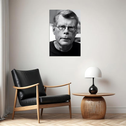 Stephen King Modern Black and White Portrait Legendary Horror Writer Iconic Author Wall Art Print