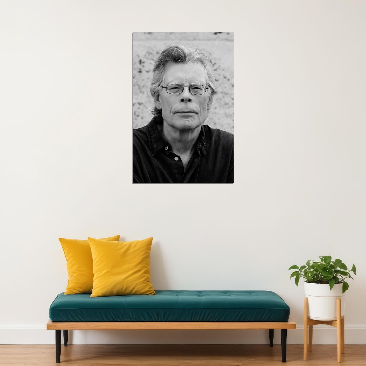 Stephen King Reflective Modern Portrait Legendary Horror Fiction Author Wall Art Print