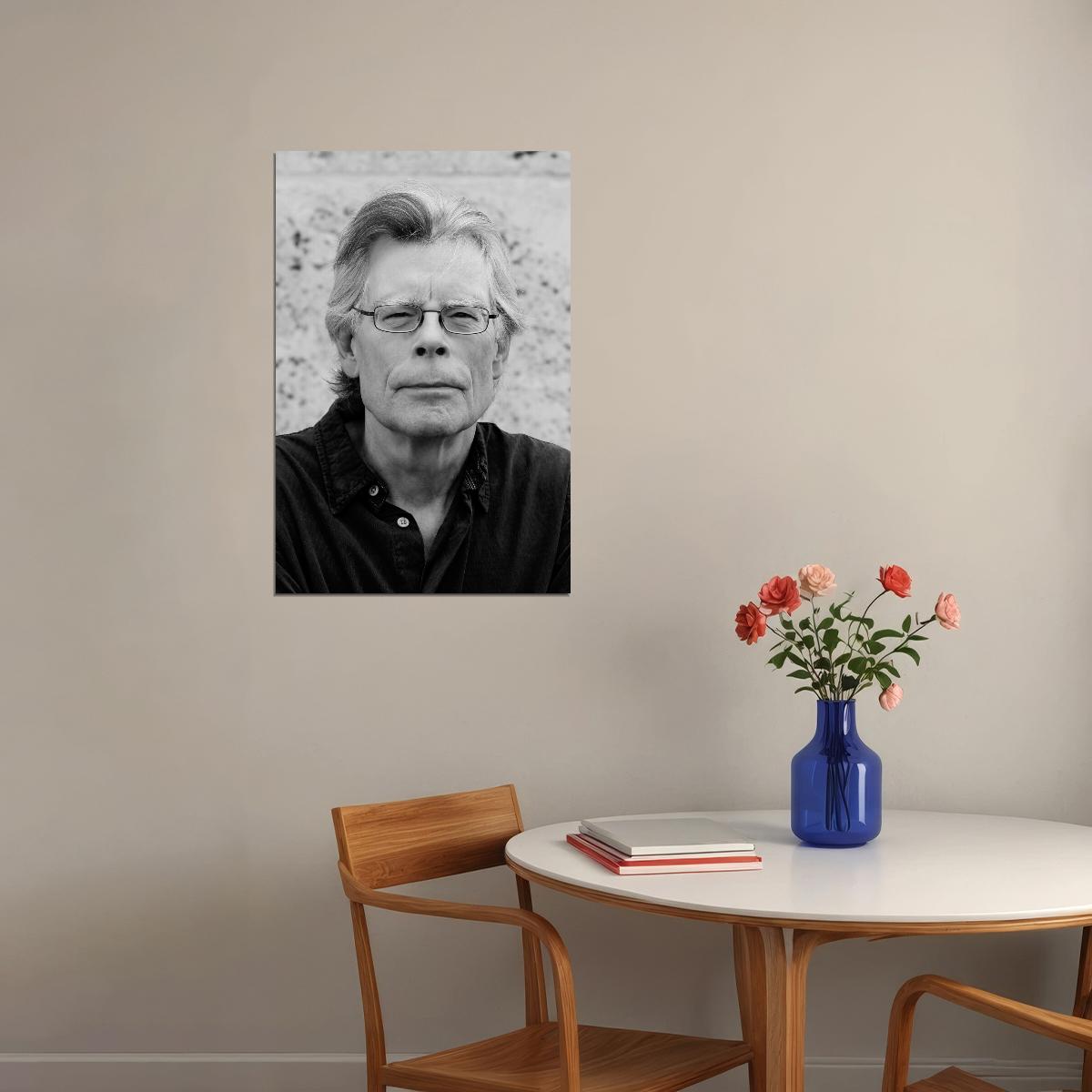 Stephen King Reflective Modern Portrait Legendary Horror Fiction Author Wall Art Print