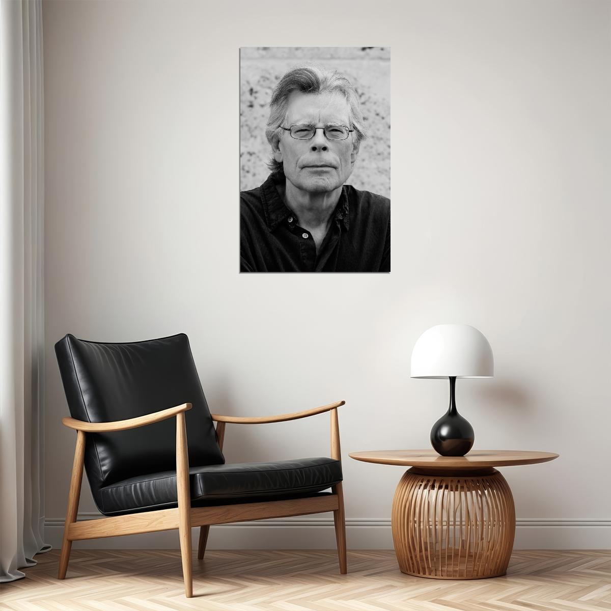 Stephen King Reflective Modern Portrait Legendary Horror Fiction Author Wall Art Print