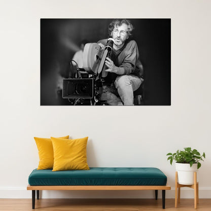 Steven Spielberg Black and White Filmmaking Icon Behind the Camera Legendary Director Wall Art Print