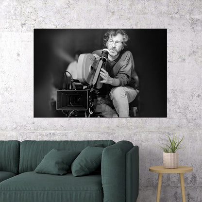 Steven Spielberg Black and White Filmmaking Icon Behind the Camera Legendary Director Wall Art Print