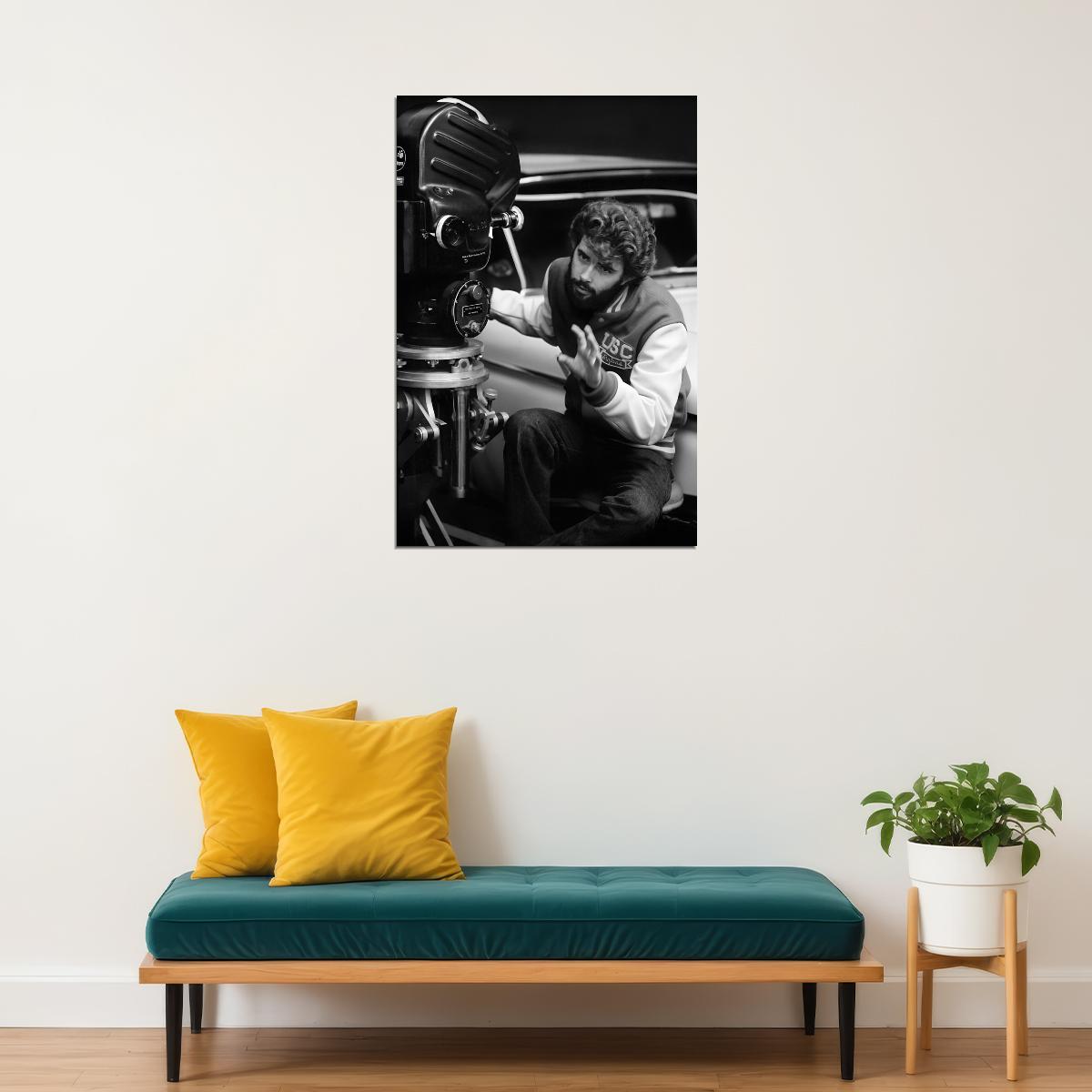 George Lucas Young Director Behind the Camera Early Filmmaking Portrait Legendary Filmmaker Wall Art Print